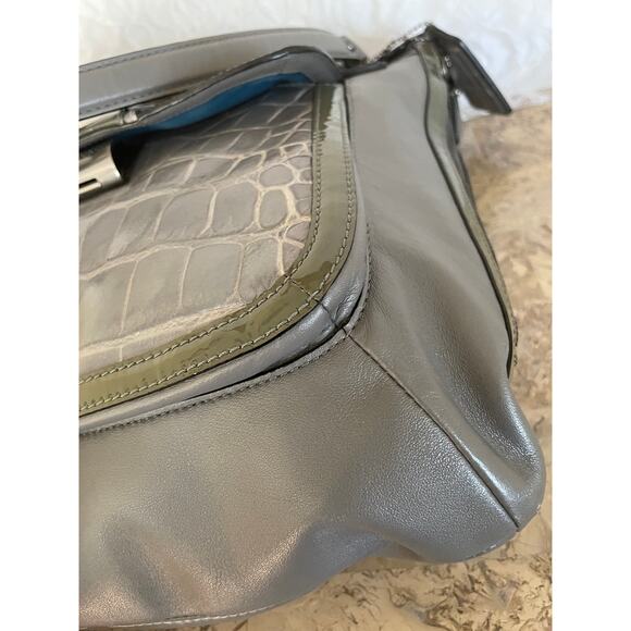 Coach Kristin gray croc Leather Hobo Crossbody Shoulder Bag Handbag tote 18302 - Picture 7 of 9